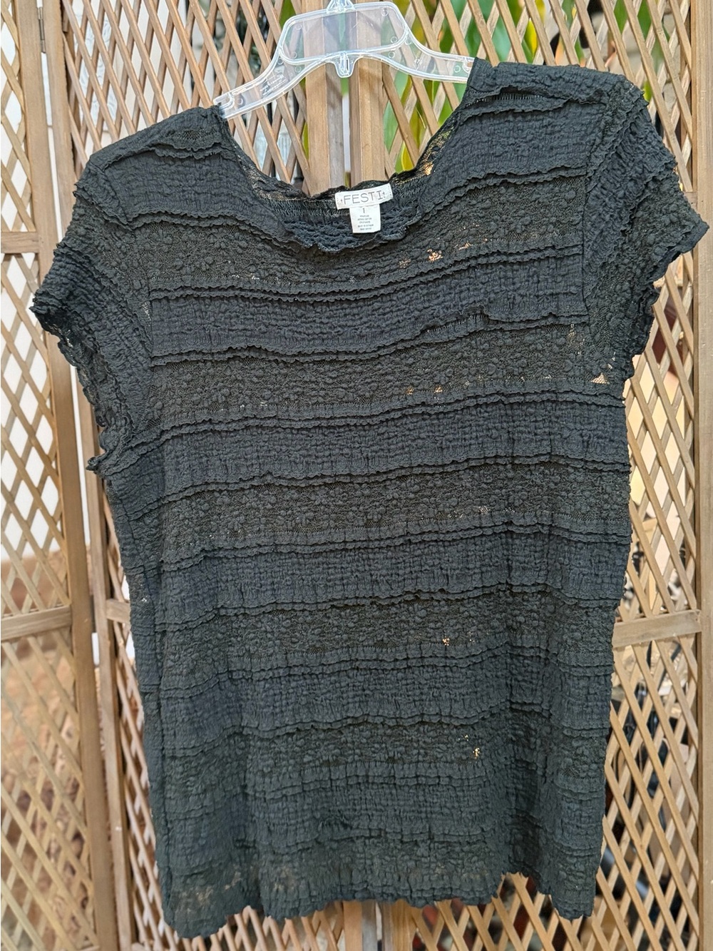 Festi for Torrid-Deep Forest Green Stretch Lace Short Sleeve Women's Top